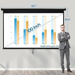 lot 9 image: 100-Inch Manual Projection Screen for Wall and Ceiling Mount