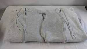 lot 56 image: Pair of Clique Gray Zip-Up Hoodies 2XL