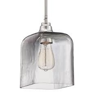 lot 93 image: Set of 2 Jeremiah Lighting Mini Pendant Lights with Smoked Clear Glass