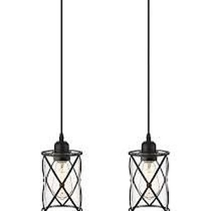 lot 96 image: 2 Litex Pendant Ceiling Lights with Black Finish