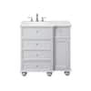 lot 114 image: Vanity Cabinet with Sink and Drawer Storage - White Finish