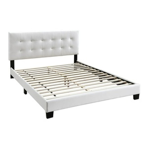 lot 152 image: Full Size Upholstered Bed Frame with Headboard - White Finish