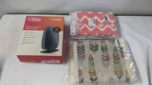 lot 158 image: Belkin N300 Wi-Fi Router with Table Runners Pack of 2