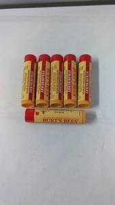 lot 162 image: Set of 6 Burts Bees Strawberry Lip Balm
