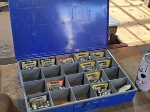 lot 28 image: Metal Parts Organizer Case with Assorted Steel Wheel Weights