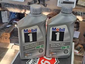 lot 58 image: Lot of (2) Mobil 1 Full Synthetic Motor Oil 10W-30 1-Quart Plastic Bottles