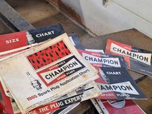 lot 70 image: Lot of (1 Stack) Vintage Champion Spark Plug Installation Charts