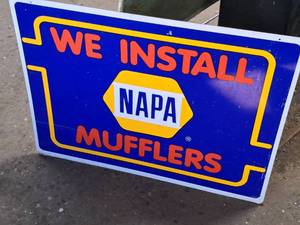 lot 147 image: NAPA We Install Mufflers logo Metal Sign