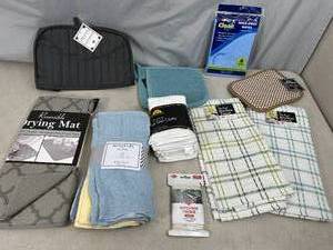 New Kitchen Towels, Pot Holders, Dish Clothes, Drying Mat, Toaster Cover, and More