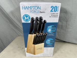 New 20 pc Hampton Forge Cutlery  Knife Set with Block