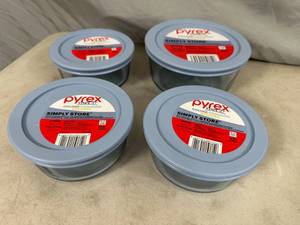 4 New Pyrex Colored Glass Storage Containers with Lids