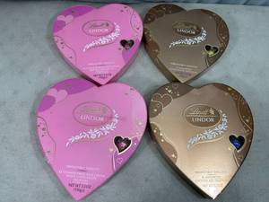 4 Lindt Lindor Truffle Heart Boxes - Strawberries and Cream and Assorted