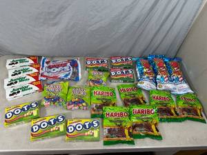 Assorted Candy, Dots, Cotton Candy, Haribo Gummy, Junior Mints, Fruit Chews, and More