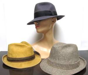 lot 152 image: Lot of 3 Vintage Mens Fedora Hats