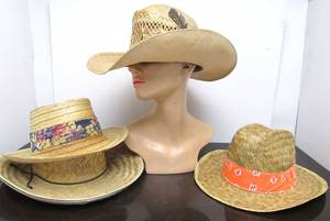 lot 153 image: Lot of 4 Vintage etc Straw Hats Including Stetson