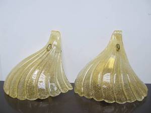 lot 156 image: Beautiful Large Italian Art Glass Wall Sconces by F. Fabbian