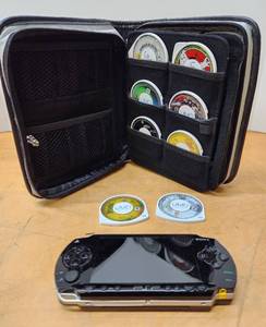 lot 234 image: Excellent Clean Working SONY PSP Video Game System wCase & Games
