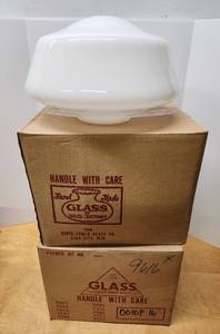 lot 245 image: Lot of 3 NOS Large White Glass Ceiling Shades