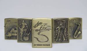 lot 34 image: Lot of 5 Brass KANTAI Lighters