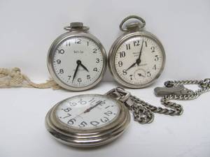 lot 40 image: 3 Vintage WESTCLOX Pocket Watches Including Scotty & Bulls Eye
