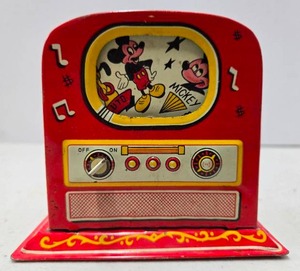lot 101 image: Vintage Linemar WALT DISNEY Mickey Mouse Color Television Coin Bank