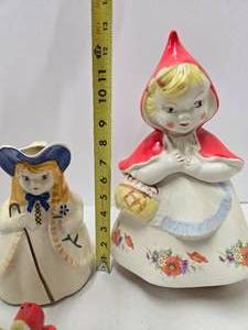 Vintage LITTLE RED RIDING HOOD & Little Bo Peep Pitcher Cookie Jar & Salt pepper Shakers
