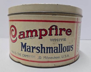 lot 110 image: Nice Old Original Vintage CAMPFIRE MARSHMALLOWS Advertising tin