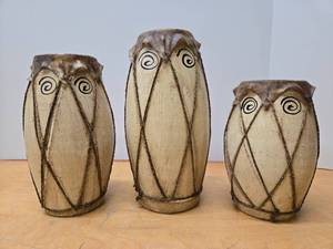 lot 81 image: Lot of 3 Vintage Wood & Leather Drums 