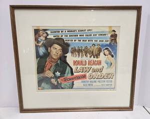 lot 139 image: Original 1953 Framed Movie Poster Lobby Card - Ronald Reagan in Law & Order