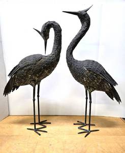 lot 335 image: LARGE Vintage Wrought Iron & Metal Coastal Bird Sculptures
