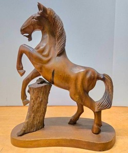 lot 336 image: Excellent Large Carved Wooden Wild Horse Statue
