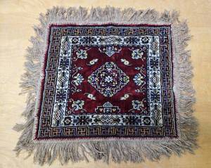lot 370 image: Old Vintage Small Square Silk Prayer Rug
