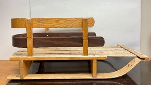 lot 379 image: Vintage Wooden Flexible Snow Sled