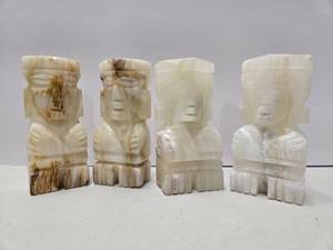 lot 393 image: 2 Sets of Vintage Carved Onyx Bookends