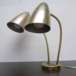 lot 177 image: Mid Century Double Gooseneck 3 Way Desk Lamp