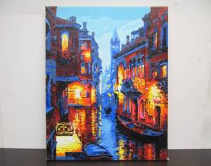 lot 400 image: Original Venice Italy Canal Scene Impressionism Painting Unframed 20