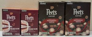 Peets Coffee  (2) Holiday Blend - 10 K-Cups (2) Peppermint Mocha - 22 K-Cups