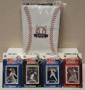 (1) Baseball League Card Binder with Sleeves & (1 Box) Chicago Cubs topps 2012 Card Set  (1 Box) Chicago White Sox topps 2012 Card Set (1 Box) New York Yankees topps 2012 Card Set (1 Box) St Louis Cardinals topps 2012 Card Set