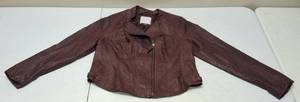 Maurices  Womens Burgandy Brown Leather Coat