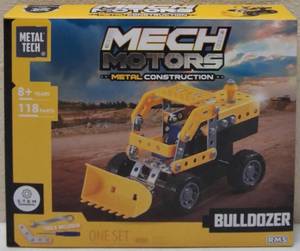 Metal Tech Mech Motors - Metal Construction - Bulldozer - STEM Engineering (Tools Included)  (View Photos for More Details)