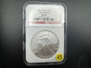 2006 American Silver Eagle NGC MS69 First Strikes - NGC Price Guide for an MS69 is $65
