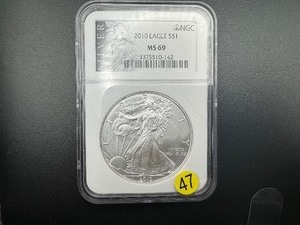 2010 American Silver Eagle NGC MS69 - NGC Price Guide for an MS69 is $50