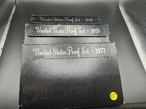 3 US Mint Proof Sets 1977, 1978, and 1979.