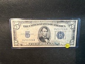1934 C $5 Silver Certificate Blue Note - Nice Condition