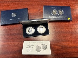 2024 Morgan and Peace Silver Dollar Reverse Proof Two Coin Set in Original Mint Package - Spectacular Coins