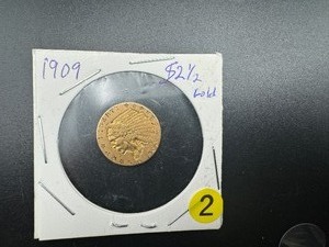 1909 Gold Indian Head $2.50 Coin - PCGS Price Guide for an XF40 is $490.00