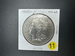 1880-S Morgan Silver Dollar Marked MS63 When Purchased