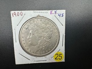 1900 Morgan Silver Dollar Marked EF45 When Purchased