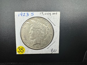 1923-S Silver Peace Dollar  Marked BU When Purchased