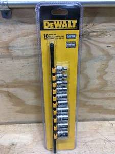 lot 72 image: DeWalt 38 Drive 10 Socket Rail Set Model # DWMT81546